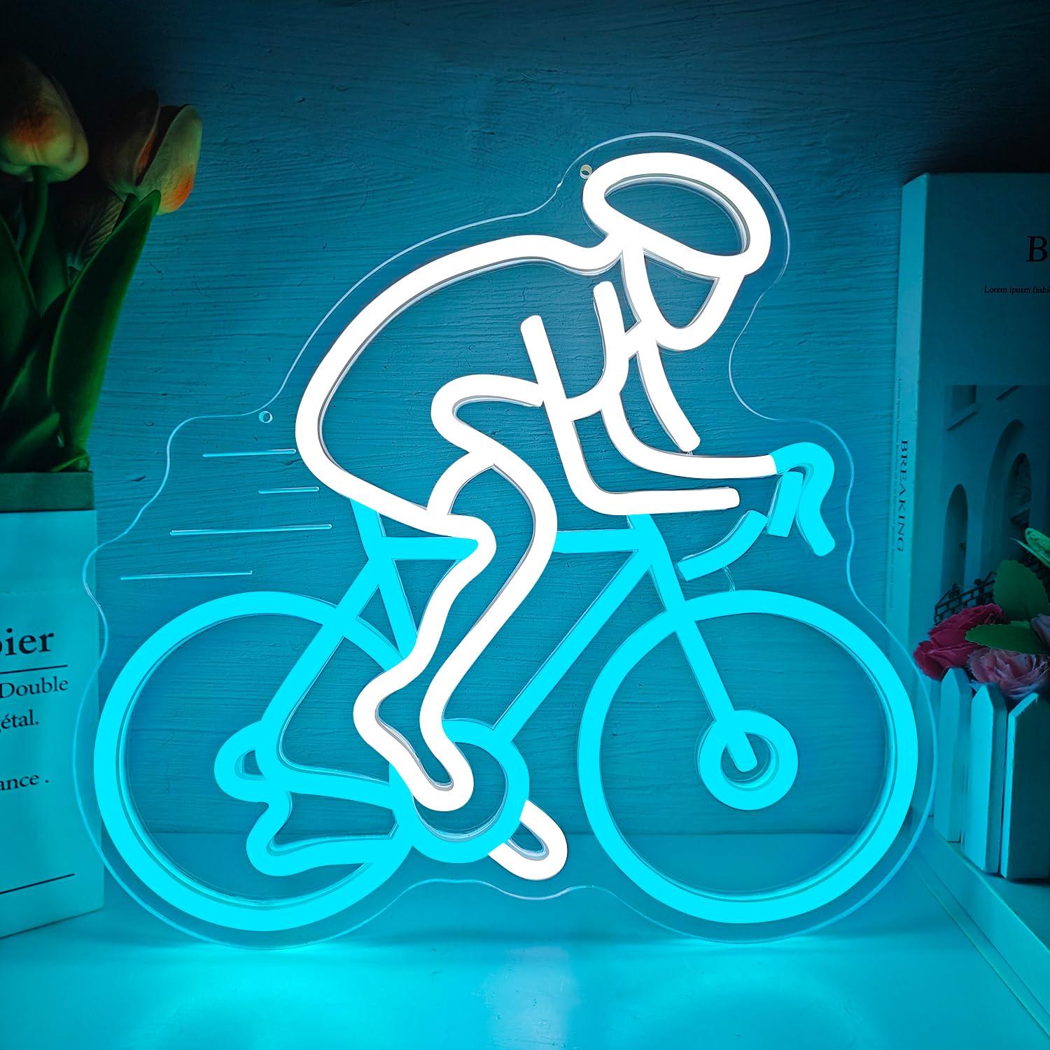 Home Gym Neon Sign - Неоновая вывеска с изображением велосипедиста, светодиодная,